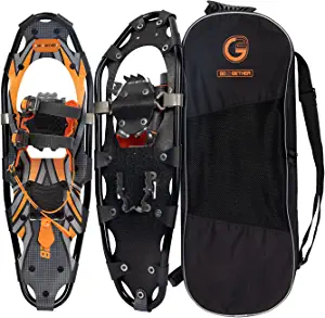 G2 21/25/30 Inches Light Weight Snowshoes for Women Men Youth, Set with Tote Bag, Special EVA Padded Ratchet Binding, Heel Lift, Orange/Blue Available