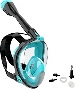 Jwintee Full Face Snorkel Mask, Diving Mask for Kids and Adults,180 Panoramic View Snorkel Mask with Camera Mount, Safe Breathing, Anti-Leak&Anti-Fog