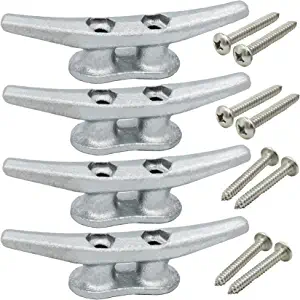 VEITHI 4 Inch Dock Cleat - (4, 6, 8, 12 Pack) - Hot Dipped Galvanized Cast Iron Boat Cleats,Electrophoretic Coated Black Dock Cleats,Rope Cleat,Boat Dock Cleats for Marine or Nautical Decor