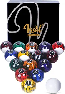 VSSAL Billiard Balls Set Pool Table Balls Marble-Swirl Style 16 Ball Set