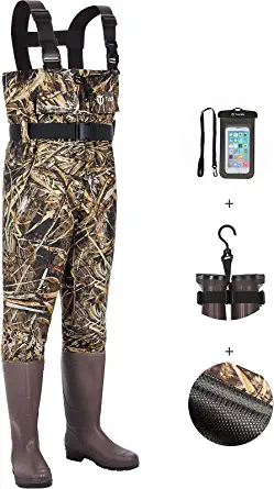 TIDEWE Chest Waders with Mesh Lining(Upgraded), Realtree Max 5 Camo Waterproof Fishing Hunting Bootfoot PVC Waders (5-14)