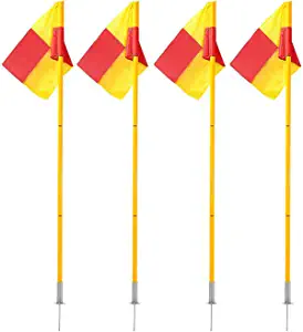 Scooer Football Field Corner flags Portable Soccer Flags Soccer Poles,Dribbling Soccer Equipment for Training - Set of 4 for Turf (Soccer Poles Flags)