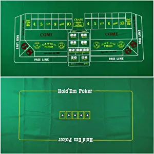 Craps & Texas Hold'em Poker Layout 2-Sided Reversible Premium Felt 6ft x 3ft