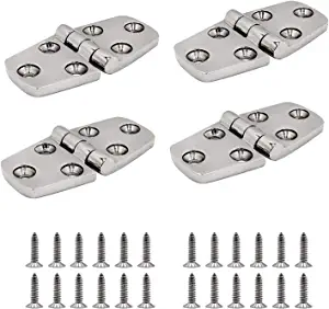 Yanyu 4 Pcs 3" x 1.5" Boat Strap Hinge Door Hinge Marine Grade Stainless Steel 316 6 Holes (76 mm X 38 mm) Casting Cabinet Hatch Door RVs Hinges w/Fasteners