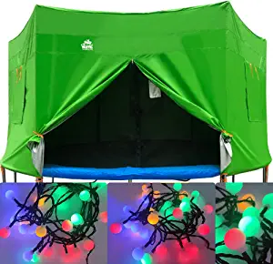 JumpTastic 12Ft 14Ft 15Ft Trampoline Tent with Trampoline Light 2 * 32.8Ft Ball String Light, Fit for 12Ft 14Ft 15Ft Trampoline-6 Straight Pole