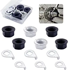 YINARONG VCCGY Bicycle Hub Flanged Axle Nut and Safety Washer Kit, 3 Size for Front and Back Bike Wheel