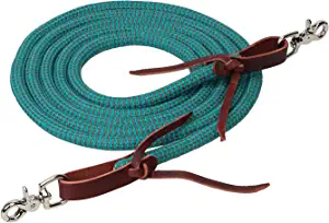 Weaver Leather EcoLuxe Bamboo Round Trail Rein, 1/2" X 10', Turquoise/Charcoal