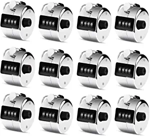 12 Pcs Hand Tally Counter 4-Digit Lap Counter Clicker, Manual Mechanical Handheld Pitch Click Counter with Finger Ring for School Golf & Knitting Row Croche