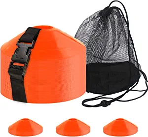 60PCS Soccer Cones with Strap Carry Bag Agility Disc Cones Soccer Training Cones, Field Marker Sport Training Cones for Challenge Football Basketball Skating Kids Games Outdoor Indoor