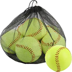 Tebery 6 Pack Yellow Sports Practice Softballs, 12-Inch Official Size and Weight Slowpitch Softball, Unmarked & Leather Covered Training Ball for Games, Practice and Training