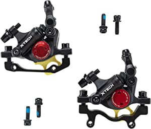 BUCKLOS Zoom HB-100 MTB Line Pulling Hydraulic Disc Brake Calipers Front + Rear, Aluminum Alloy Mountain Bike Hydraulic Disc Brakes with is/PM Universal Caliper Adapter for XC Trail, e-Bike, Fat Bike