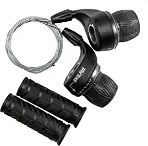 MEGHNA Bicycle Twist Shifter 7-Speed Grip Shift Mountain Bike 3x7 Shifters Gear Grip Shift(Pair)