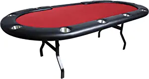 BBO Poker Aces Pro Folding Poker Table for 10 Players with Felt Playing Surface, 96-Inch Oval