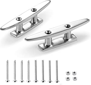 KAHACIYO Boat Cleat Open Base 4/5 inch, Dock Cleat 316 Stainless Marine Grade Steel, Include Installation Accessories Screws