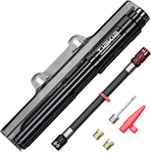 Tiakia Mini Bike Pump,Portable Compact Bicycle Pump ,High Pressure Frame Pump 260PSI- Air Hand Pump Fit Presta, Schrader & Woods Valves,Aluminum Alloy Durable Tire Pump for Road/Mountain/BMX Bikes
