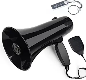 MyMealivos 35 Watt Power Portable Megaphone Speaker PA Bullhorn with Detachable Handheld Microphone, Built-in Siren, USB Flash Drive & 240S Recording (Black)