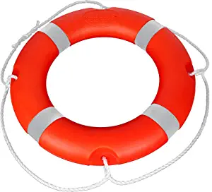 Boat Safety Throw Rings, Life Ring with Fluorescent Reflective Strip, White Grab Lines - Orange (2 Sizes, 23inch and 28inch)