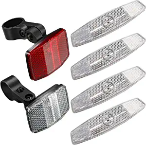 Maitys 6 PCS Bike Front and Rear Reflectors Kit Bicycle Light Reflectors Bike Safety Warning Reflectors Cycling Accessories for Handlebar and Night Cycling(White/Red)