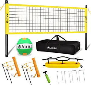 Airist Portable Volleyball Net Set,Professional Volleyball Nets Set for Backyard and Beach,Outdoor Volleyball Net with Height Adjustable Poles,Volleyball and Carrying Bag