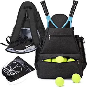 shiningwaner Tennis Bags Tennis Backpack with Shoe Compartment Shoe Bag for Men and Women, Holding Tennis/Badminton/Squash Racket, Pickleball Paddles and Other Accessories