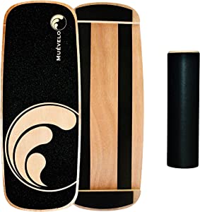 Muevelo Surf Balance Board Trainer - Balancing board for adults and kids- Wooden wobble board- Roller board ideal for Board Sports & Workouts-Surf/ Skate/ Snowboard accessories-Exercise Equipment