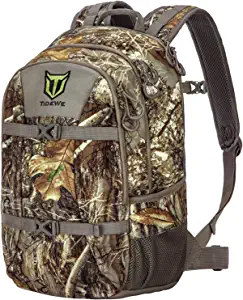 TIDEWE Hunting Backpack with Waterproof Rain Cover, 25L Realtree Edge Camo Hunting Pack, Durable Hunting Day Pack for Bow Rifle Gun