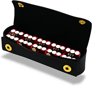 Luck Lab Grade AAA 19mm Casino Dice with Razor Edges and Matching Serial Numbers Set of 5 and Leather Dice Case, Red