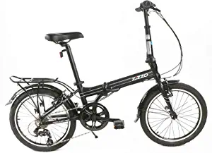 ZiZZO Forte Heavy Duty Folding Bike-Lightweight Aluminum Frame Genuine Shimano 20-Inch Folding Bike with Fenders, Rack and 300 lbs Weight Limit