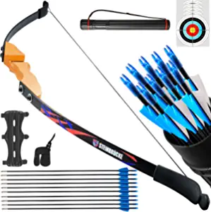 STEINBRCKE Recurve Bow and Arrow Adult - 54" Traditional Wood Takedown Recurve Bow with Lightweight Design, Right Handed Archery Bow for Adults, Youth, Beginner Hunting, Training Practice30lb 40lb)