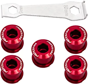 YBEKI Chainring Bolts for Road MTB Bicycle Single Chainring and Double Chainring Bolts with Mounting Wrench