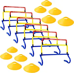 ASENVER 6 Pack Multicolor Agility Hurdles 4 Height Adjustable Speed Training Hurdles Fitness & Speed Training Equipment