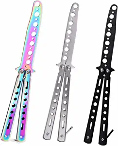 KALOPEZY 3 Pack Butterfly CSGO Game Equipment for Practice, Durable Stainless Steel Set of 3 Color