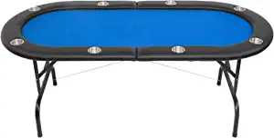 PEXMOR Foldable 8 Player Poker Table, Folding Blackjack Casino Card Game Table with Stainless Steel Cup Holders & Padded Rails, Portable Texas Holdem Poker Table (Black)
