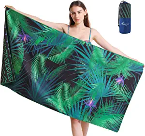JMQYS Beach Towels XXL Microfiber Travel Towels Double-Sided Printing Camping Towels Super Absorbent Towel Fast Dry Sand Free Ultra Soft Sport Towel with Bag Perfect for Camping Gym Spa Yoga(63"x31")