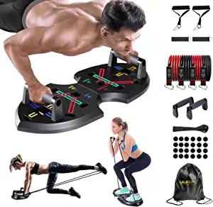 Upgraded Push Up Board: Multi-Functional 20 in 1 Push Up Bar with Resistance Bands, Portable Home Gym, Strength Training Equipment, Push Up Handles for Perfect Pushups, Home Fitness for Men and Women