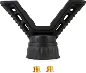HUNTPAL V Yoke Gun Rest Shooting Rest Shotgun Rifle Holder, Heavy Duty Top Mount Attachment with 2 Pcs 3/8 to 1/4 Camera Thread Sockets for Gun Rifle Shotgun Monopod Bipod Tripod Stick, Hunting Shooting Accessories