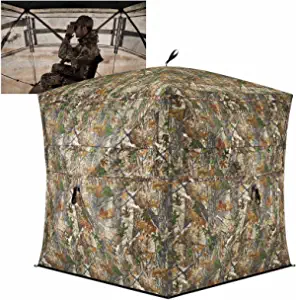 TIDEWE Hunting Blind See Through with Carrying Bag, 2-3 Person Pop Up Ground Blinds 270 Degree, Portable Durable Hunting Tent for Deer & Turkey Hunting (Camouflage)
