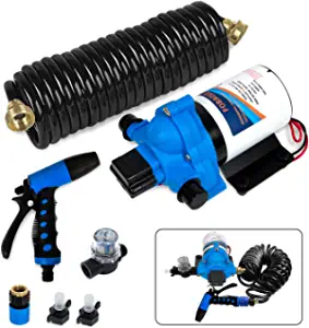Wztepeng Washdown Pump Kit 70 Psi 12V 3.0 GPM Water Pressure Pump With Spray Nozzle For Boat Car Caravan RV UTV Marine Yacht etc