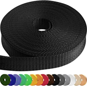 TECEUM 1" & 2" Webbing 10 25 50 Yards 15+ Colors Heavy Duty 1 Inch 2 Inch Webbing for Climbing Outdoors Indoors Crafting DIY
