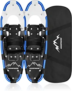 Snowshoes for Women Men Youth, 21/25/30 Inches Lightweight Aluminum Alloy All Terrain Snowshoes for Hiking, Heel Lift Riser for Mountaineering with Double-Ratchet Binding & Carrying Tote Bag