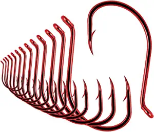 Octopus-Hook-Fishing-Beak-Circle-Hooks-Freshwater-Red-Black-100-50 Pack
