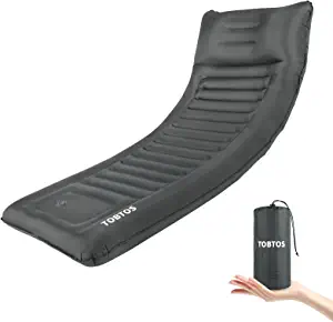 TOBTOS Self Inflating Camping Sleeping Pad with Pillow, Thick 6 Inch Ultralight Sleeping Pad with Built-in Pump, Lightweight Sleeping Mat for Camping, Backpacking, Hiking, Tent (Grey)