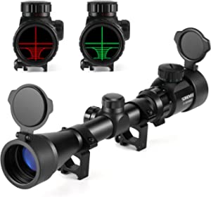 SOROVEE Rifle Scope 3-9x40 EG Red Green Rangefinder Illuminated Optical Tactical Airsoft Scopes for Hunting with 20mm Free Mounts and Flip-Open Covers