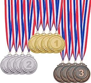 IHPUKIDI 12 Pack Gold Award Medals Olympic Style Metal Winner Medals Gold Prizes for Sports, Competitions, Party, 2 Inches
