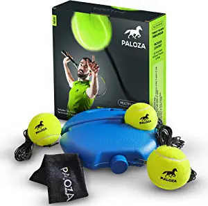PALOZA Professional Tennis Trainer Tennis Trainer Rebound Ball Tennis Equipment for Self-Practice Portable Tennis Practice Rebounder Solo Tennis Trainer with Long Ropes and Tennis Headband