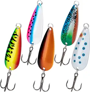 THKFISH Fishing Lures Fishing Spoons Fishing Bait Trout Lures Bass Lures Fishing Spoons Lures 1/8oz 1/5oz 1/4oz 3/8oz 1/2oz 3/4oz 1oz,5PCS
