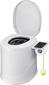 Bonergy Removable Portable Toilet for Camping with Inner Bucket Indoor Outdoor Portable Toilet with Toilet Paper Holder and Storage Shelf for Camping, Hiking, RV, Bedroom and Living Room (White)