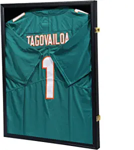 JDECO Jersey Frame Display Case Jersey Display Frame Shadow Box for Jersey Display Case with Acrylic Anti Fade Uv Protection Gold Locks for Baseball Basketball Football Soccer Hockey Sport Shirt Black