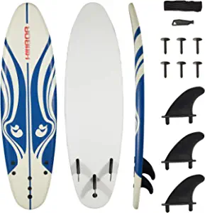 Kintness Surfboard with Eps Core Leash and Fins Bodyboard Longboard for Adults and Kids Surfing Outdoor
