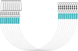 Luroad 10/20PCS 100% Fluorocarbon Fishing Leader Line with Swivels Snap Kits Connect Lures Bait or Hooks, High Strength Invisible Fishing Leader Line for Saltwater Freshwater